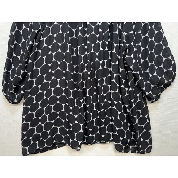 Maggie Barnes Womens Tunic Top Size 4X Black White Polka Dot Beaded Satin - Picture 16 of 16